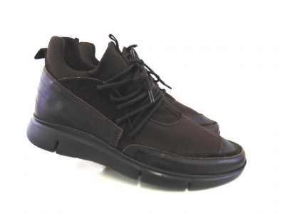 Pantofi sport barbati Lui.Gi, cod 1A598, seria RUNNER, maro inchis, piele naturala